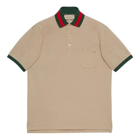 gucci diamond pattern pique polo shirt|Stretch cotton piquet polo shirt in beige .